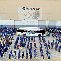 Marcopolo México produz o veículo 35 mil em sua fábrica de Garcia
