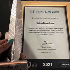 Programa de Gestão de Resíduos da Itaipu recebeu o Prêmio Lixo Zero 2021