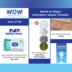 INDA Announces Three Finalists for the World of Wipes Innovation Award®