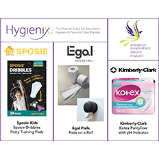 Three Absorbent Hygiene Products Featuring Advanced Technology Announced as Finalists