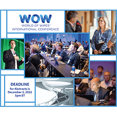 INDA Requests Abstracts for World of Wipes® (WOW) International Conference