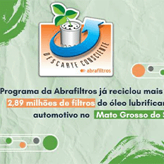 Programa da Abrafiltros já reciclou mais de 2,89 milhões de filtros do óleo lubrificante automotivo no Mato Grosso do Sul