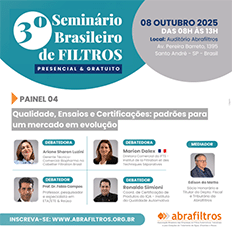 Terceira edição do Seminário Brasileiro de Filtros será promovido pela ABRAFILTROS no dia 08 de outubro