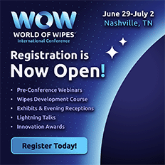 Inscrições abertas para a Conferência Internacional World of Wipes® (WOW) 2026