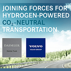 Volvo e Daimler Trucks criam sociedade em partes iguais para desenvolver e produzir células de hidrogênio para gerar energia para veículos elétricos
